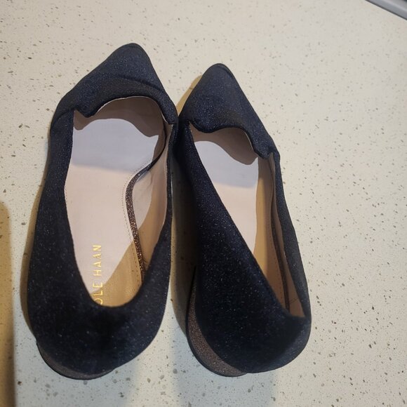 Black Velvet Loafers Ladies Size 8 Cole Haan Marlee Skimmer Flats - Picture 3 of 12